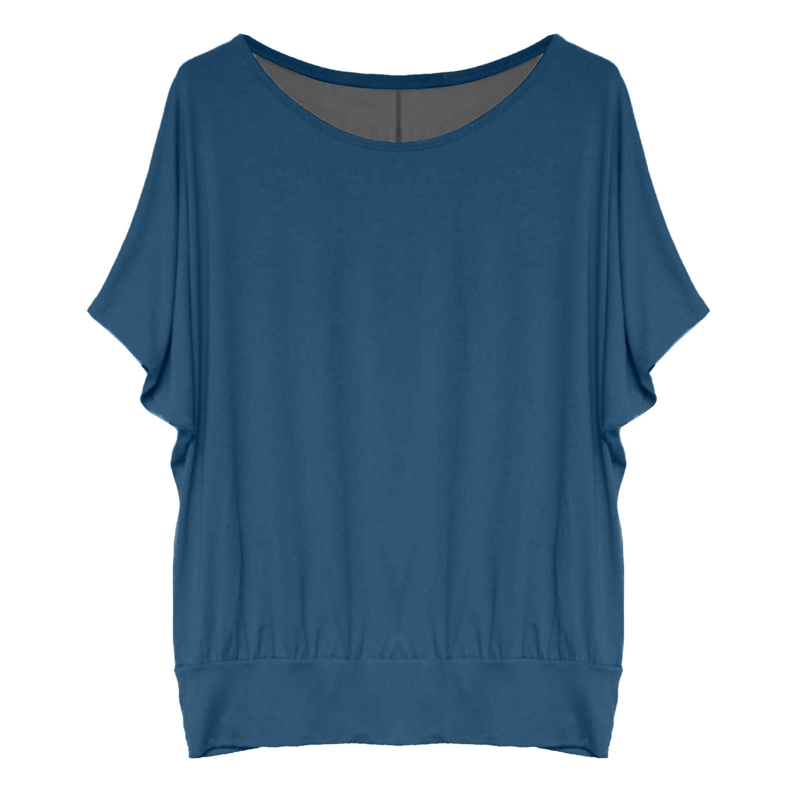 thumbnail image 4 of Camiseta oversize con mangas murciélago para mujer - Manga corta, cuello redondo, color liso, poliéster, informal/para el día a día - S-XXL, 4 of 7